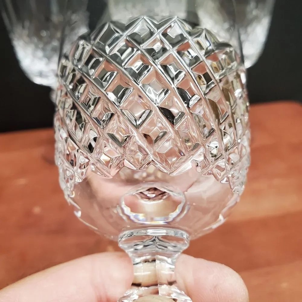 Vintage PARMA by Josair Diamond Crystal Cut Stemware Wine Glasses